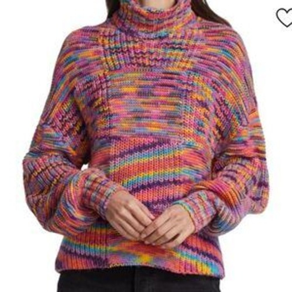 STAUD Benny Turtleneck Sweater in Sunset Women Small Multicolor